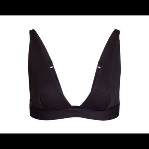 SKIMS Cotton Plunge Bralette in Soot (black)